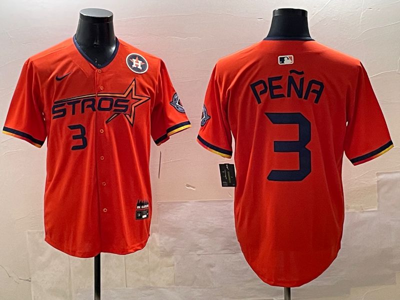 Men Houston Astros 3 Pena Orange Three generations Joint Name 2025 Nike MLB Jersey style 7